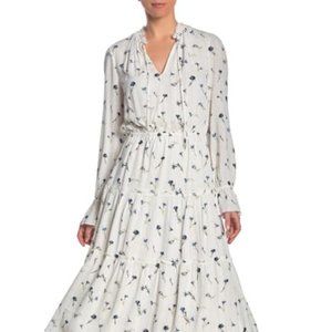 Joie Waneta White Blue 28 inches from waist down Long Sleeve Dress M
